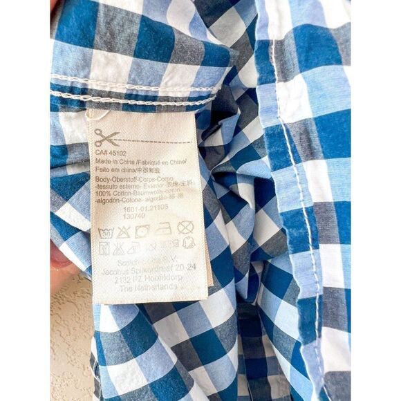 Scotch & Soda Vacanza Blue Short Sleeve Checkered Button Up Shirt Size Small - Picture 4 of 5